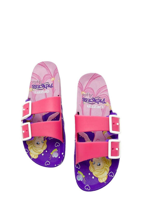 Altuntaş - Alya Figured Girls' Slippers Model - Purple - Fuchsia - 15