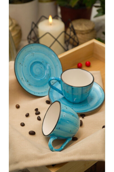 Alya Hand-Painted 4-Piece 2-Person Porcelain Coffee Cup Set Blue - 11