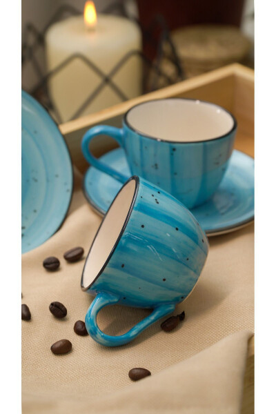 Alya Hand-Painted 4-Piece 2-Person Porcelain Coffee Cup Set Blue - 13