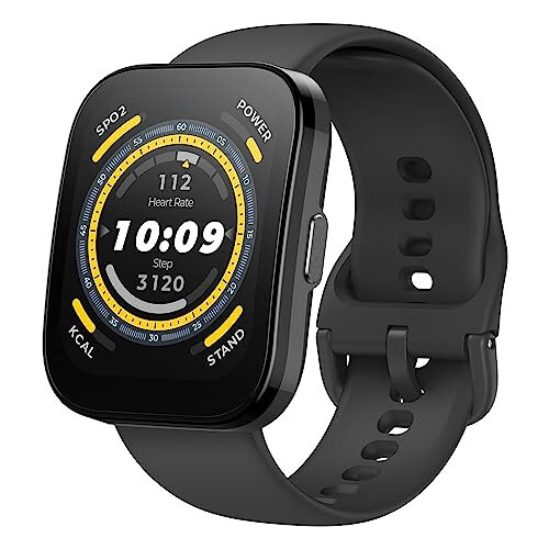 Amazfit Bip 5 Aql Soati 46mm, GPS, ichki Alexa, Bluetooth qo'ng'iroq, 10 kunlik batareya, yurak urish tezligi va VO2 Max, uxlash sog'lig'ini kuzatish, AI Fitness ilovasi, 120 dan ortiq sport rejimlari, Android va iPhone uchun, qora - 1