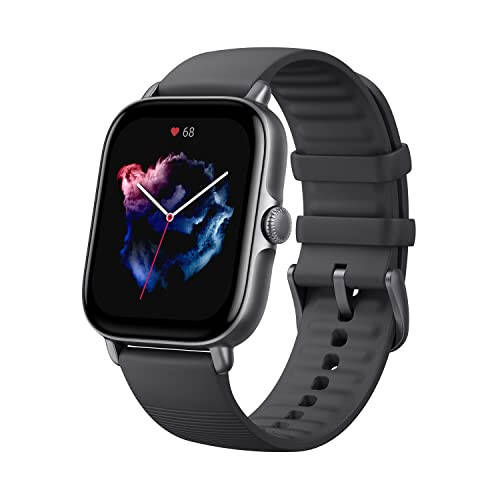 Amazfit GTS 3 Aql soati 42mm Android va iPhone uchun, Alexa o‘rnatilgan, GPS, 12 kunlik batareya muddati, 150 sport rejimli fitness sport soati, AMOLED displey, uyqu yurak urish tezligi sog‘liqni saqlash kuzatuvchisi, qora - 1