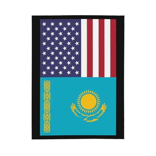 American Flag and Kazakhstan Flag Throw Blankets 40