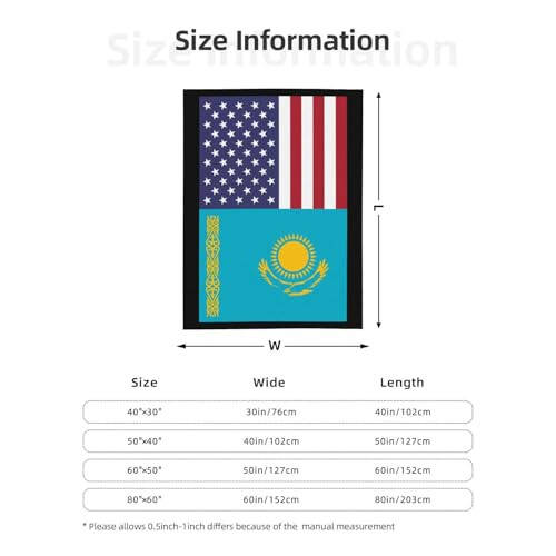 American Flag and Kazakhstan Flag Throw Blankets 40