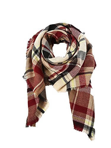 American Trends Womens Fall Winter Scarf Plaid Tassel Soft Warm Blanket Scarves Womens Shawl Wraps - 14