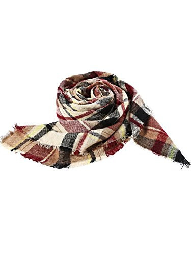 American Trends Womens Fall Winter Scarf Plaid Tassel Soft Warm Blanket Scarves Womens Shawl Wraps - 15