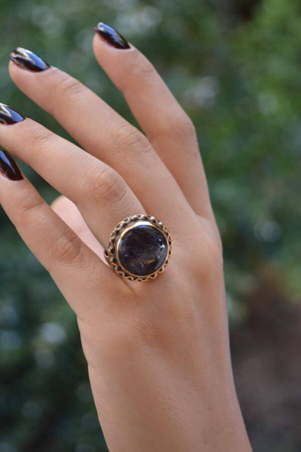 Amethyst Natural Stone Handmade Adjustable Women's Ring - 3