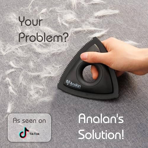 Analan Mini Pet Hair Remover for Car Detailing Supplies, Carpet Dog Hair Remover for Car Interior, Triangle Dog Hair Remover for Auto Detailing, Couch, Furniture, Lint, Carpet(Matte Black) - 2