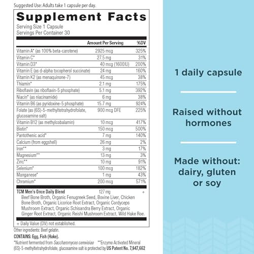 Ancient Nutrition Erkaklar uchun Multivitamin, Ancient Multi Erkaklar uchun Kunlik Bir Marta Vitamin Qo'shimchasi 30 dona, A Vitamini, B Vitamini va K2 Vitamini, Хитой Paxlasidan Urug'i, Immunitet Tizimini Qo'llab-quvvatlaydi, Paleo va Ketoga Mos - 2