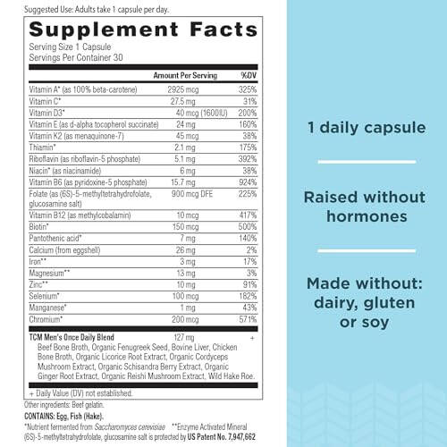 Ancient Nutrition Erkaklar uchun Multivitamin, Ancient Multi Erkaklar uchun Kunlik Bir Marta Vitamin Qo'shimchasi 30 dona, A Vitamini, B Vitamini va K2 Vitamini, Хитой Paxlasidan Urug'i, Immunitet Tizimini Qo'llab-quvvatlaydi, Paleo va Ketoga Mos - 2