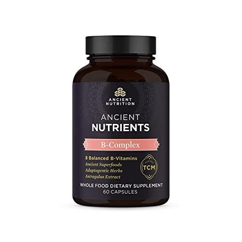 Ancient Nutrition Vitamin B Complex Supplement, 8 Balanced B-Vitamins, Supports Healthy Energy Levels, Adaptogenic Herbs, Enzyme Activated, Paleo & Keto Friendly, 60 Capsules - 1