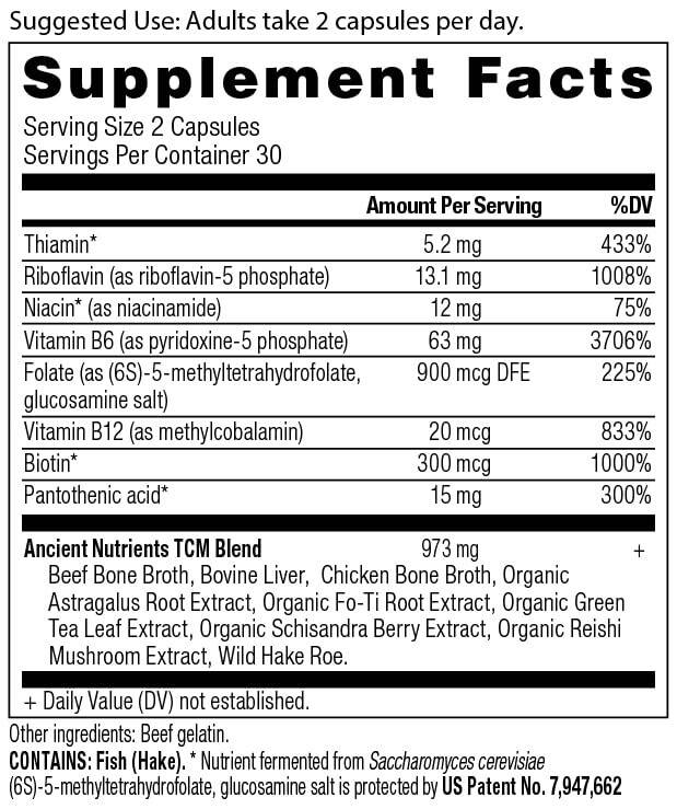 Ancient Nutrition Vitamin B Complex Supplement, 8 Balanced B-Vitamins, Supports Healthy Energy Levels, Adaptogenic Herbs, Enzyme Activated, Paleo & Keto Friendly, 60 Capsules - 2