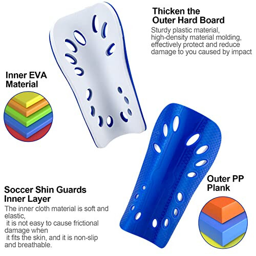 ANCIRS 2 Pairs Soccer Shin Guards for Kids Adults, Breathable Shin Guard Sleeves for Boy & Girl Football Games, Protective EVA Cushion for Youth Men & Women - 3