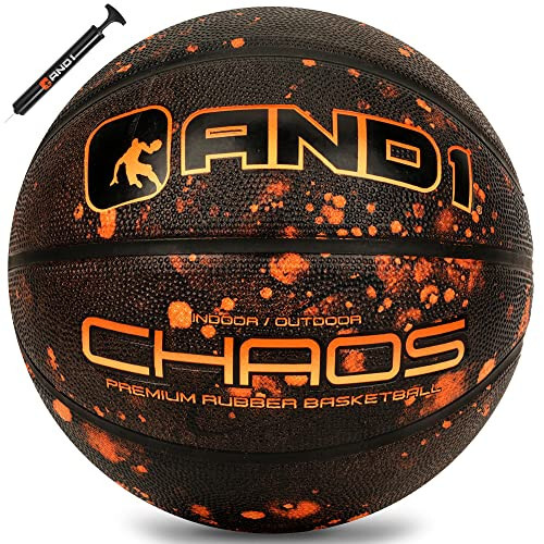 AND1 Chaos Basketball: Official Regulation Size 7 (29.5 inches) Rubber - Deep Channel Construction Streetball, Made for Indoor Outdoor Basketball Games - 1