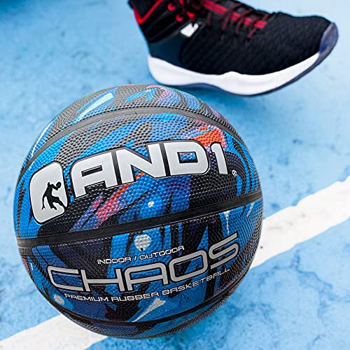 AND1 Chaos Basketball: Official Regulation Size 7 (29.5 inches) Rubber - Deep Channel Construction Streetball, Made for Indoor Outdoor Basketball Games - 4