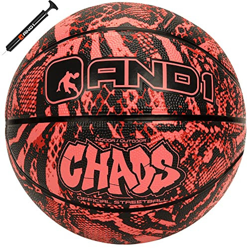 AND1 Chaos Basketball: Official Regulation Size 7 (29.5 inches) Rubber - Deep Channel Construction Streetball, Made for Indoor Outdoor Basketball Games - 1