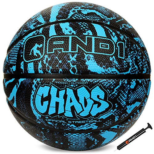 AND1 Chaos Basketball: Official Regulation Size 7 (29.5 inches) Rubber - Deep Channel Construction Streetball, Made for Indoor Outdoor Basketball Games - 1