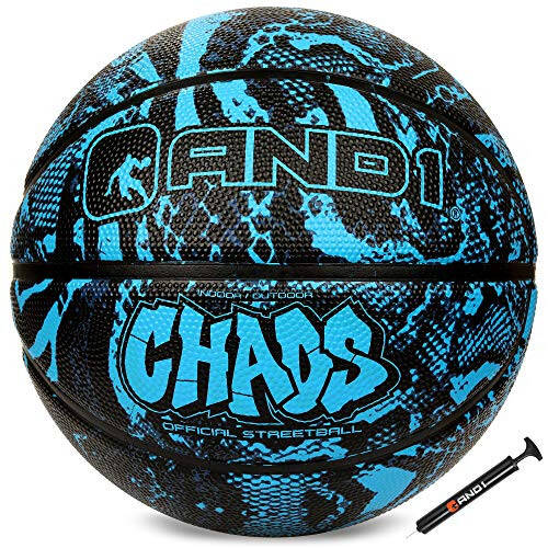 AND1 Chaos Basketball: Official Regulation Size 7 (29.5 inches) Rubber - Deep Channel Construction Streetball, Made for Indoor Outdoor Basketball Games - 1