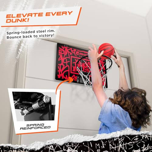 AND1 Over the Door Mini Basketball Hoop: 18x12 Shatterproof Backboard, 2 Mini Basketballs, and Hand Pump Included - Ultimate Indoor Basketball Accessory for Kids and Adults, No Tools Required - 3