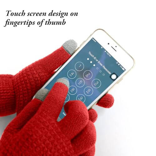 Aneco Winter Warm Knitted Sets Buffalo Plaid Scarf Beanie Hat Touch Screen Gloves and Winter Ear Warmer Set for Men or Women - 3