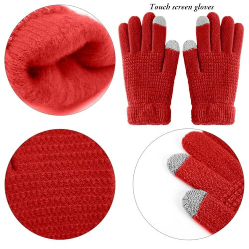 Aneco Winter Warm Knitted Sets Buffalo Plaid Scarf Beanie Hat Touch Screen Gloves and Winter Ear Warmer Set for Men or Women - 4