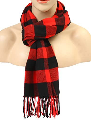 Aneco Winter Warm Knitted Sets Buffalo Plaid Scarf Beanie Hat Touch Screen Gloves and Winter Ear Warmer Set for Men or Women - 7