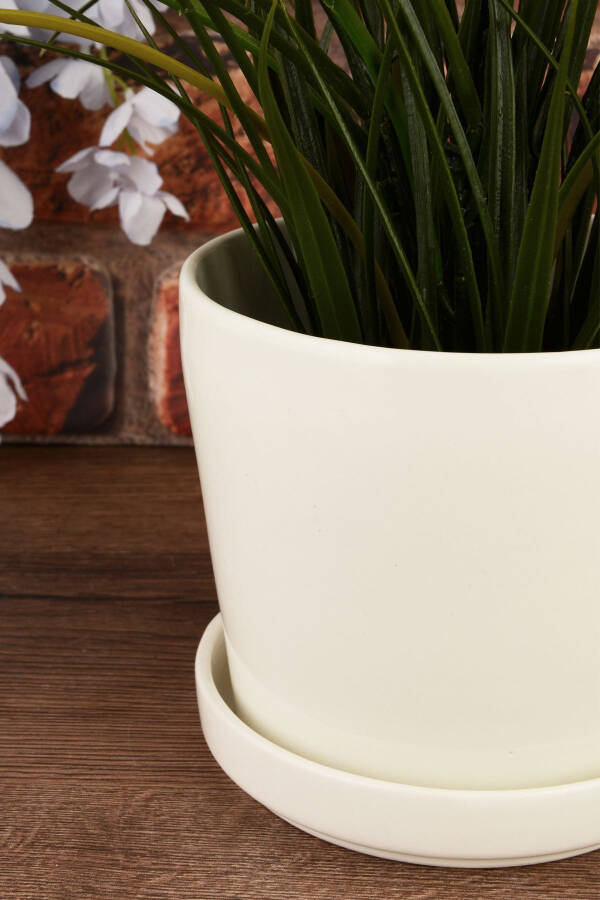 Angdesign Ceramic Pot with Plate 14 Cm Cream - 6