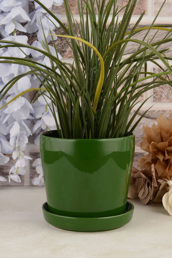 Angdesign Ceramic Pot with Plate 14 Cm Green - 5