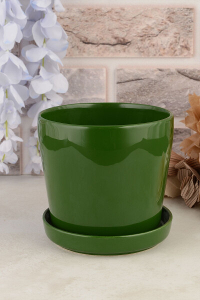 Angdesign Ceramic Pot with Plate 14 Cm Green - 2