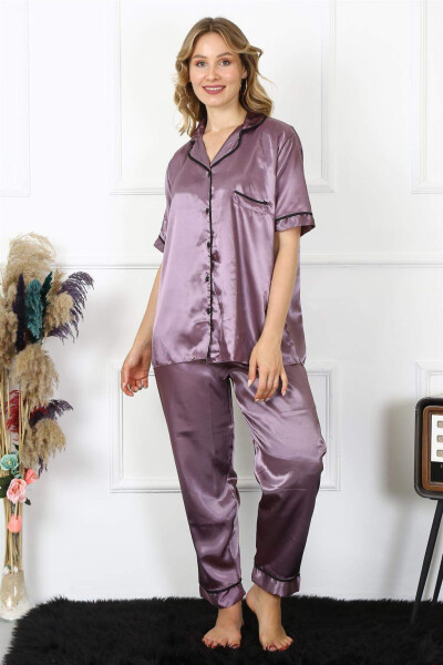 Angelino Lingerie Women's Plus Size Purple Satin Pajama Set 10303 - 1