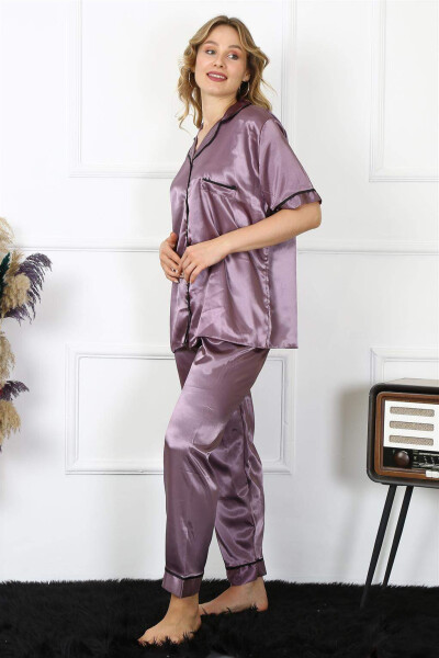 Angelino Lingerie Women's Plus Size Purple Satin Pajama Set 10303 - 2