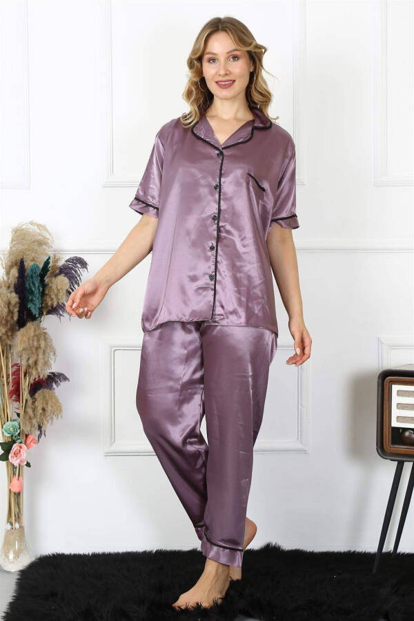 Angelino Lingerie Women's Plus Size Purple Satin Pajama Set 10303 - 3