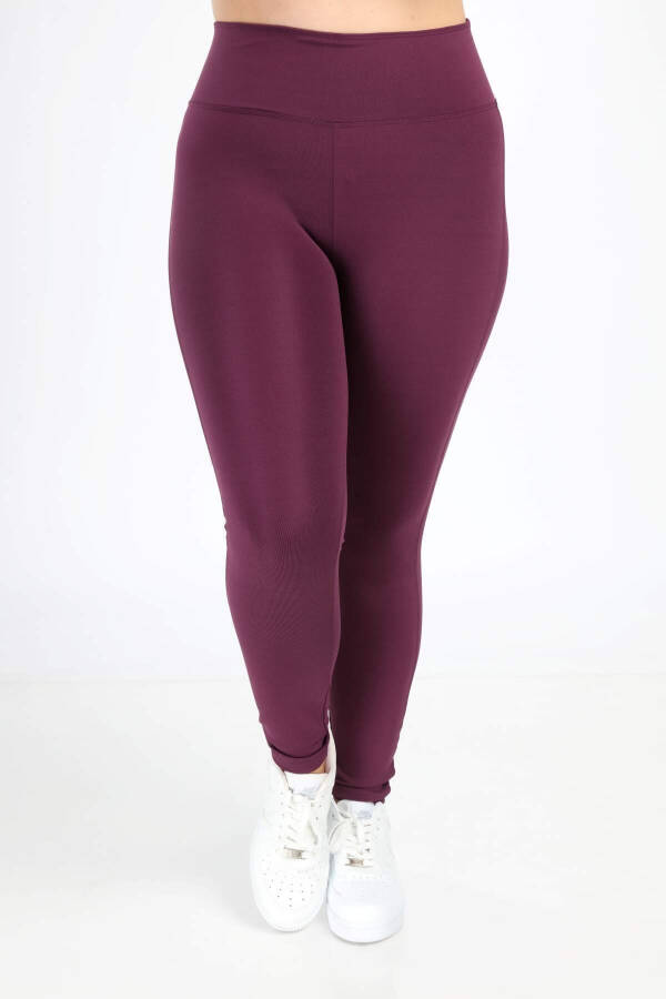 Angelino Plus Size Burgundy Shaping High Waisted Straight Leggings 23976 - 3