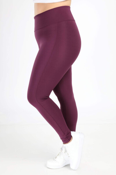 Angelino Plus Size Burgundy Shaping High Waisted Straight Leggings 23976 - 4