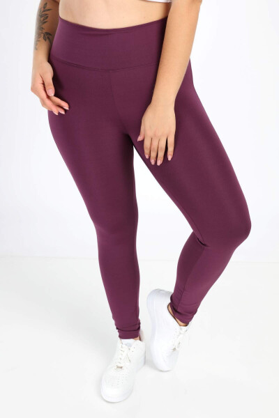 Angelino Plus Size Burgundy Shaping High Waisted Straight Leggings 23976 - 5