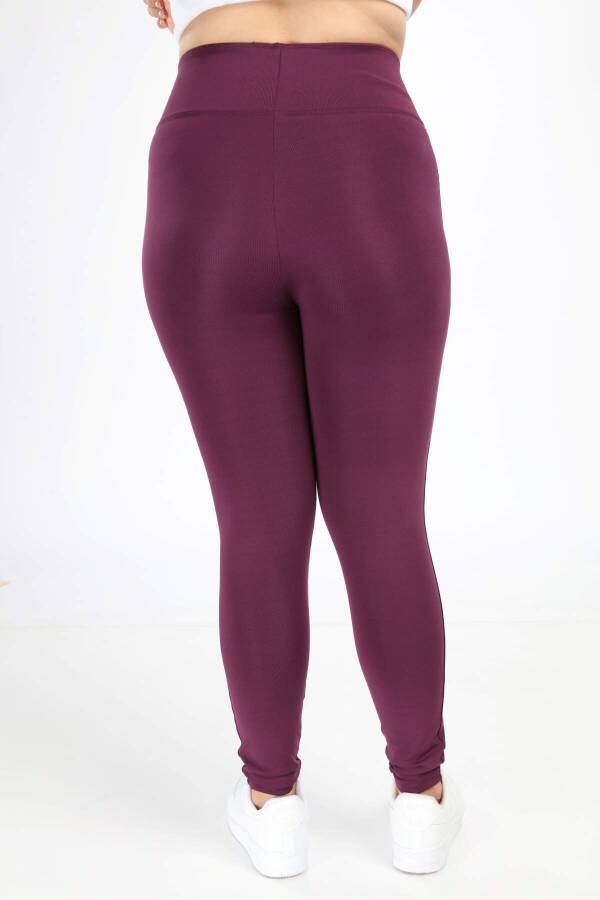 Angelino Plus Size Burgundy Shaping High Waisted Straight Leggings 23976 - 6