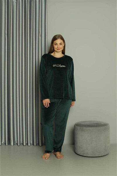 Angelino Plus Size Women's Velvet Green Pajama Set 20628 - 1