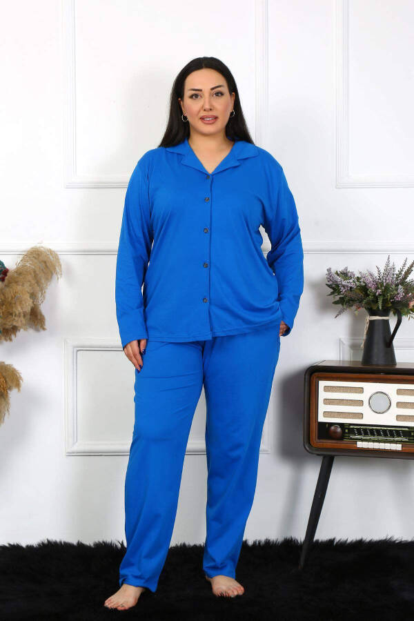 Angelino Women's Plus Size Cotton Pocket Buttoned Salmon Pajama Set 202401 - 1