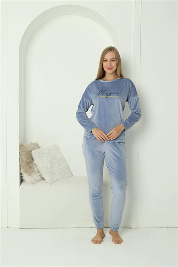 Angelino Women's Velvet Blue Pajama Set 20624 - 2