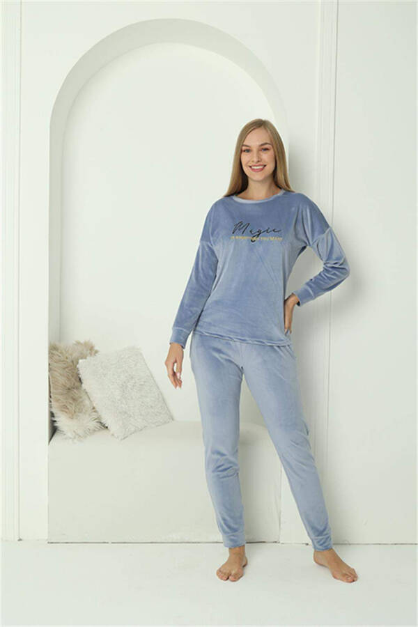 Angelino Women's Velvet Blue Pajama Set 20624 - 4