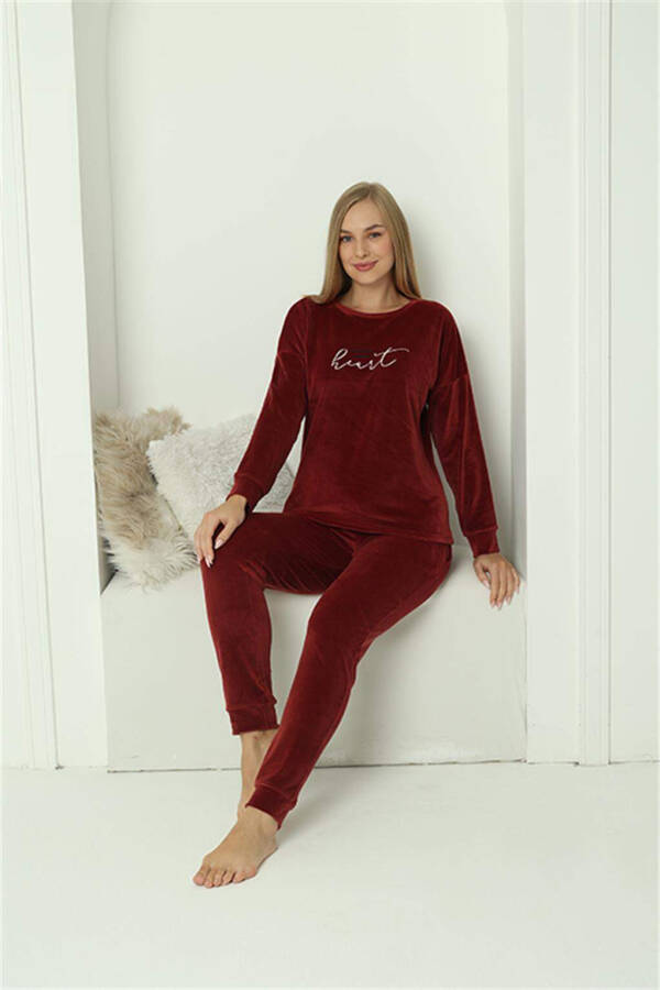 Angelino Women's Velvet Burgundy Pajama Set 20624 - 1