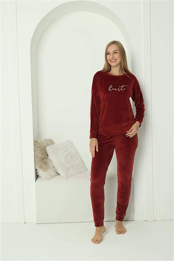 Angelino Women's Velvet Burgundy Pajama Set 20624 - 2