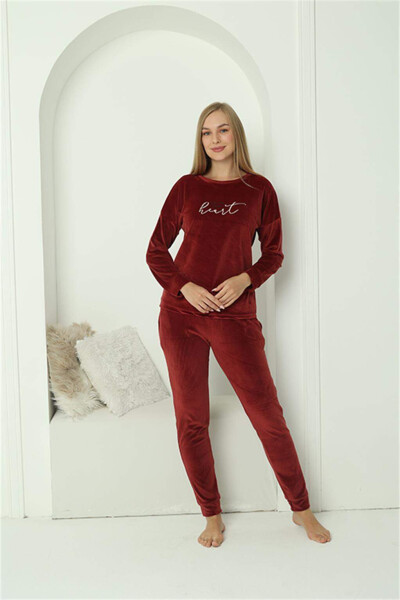 Angelino Women's Velvet Burgundy Pajama Set 20624 - 4