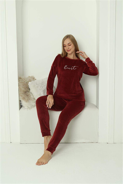 Angelino Women's Velvet Burgundy Pajama Set 20624 - 5