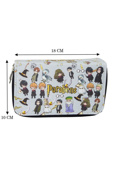 Anime-manga Harry Potter Themed Three-Compartment Vegan Leather Pencil Case - 4