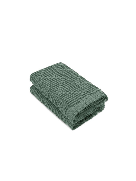 Anisa 2-Piece Hand and Face Towel 100% Cotton Terry Jacquard Green 50x90 Cm - 11