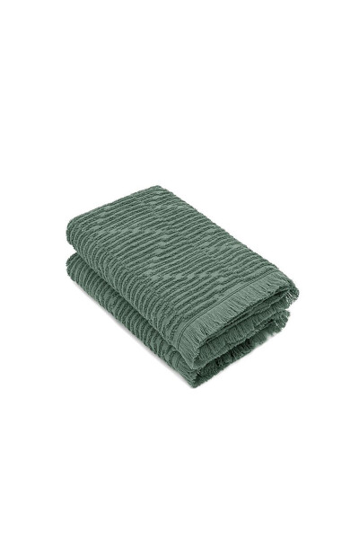 Anisa 2-Piece Hand and Face Towel 100% Cotton Terry Jacquard Green 50x90 Cm - 16