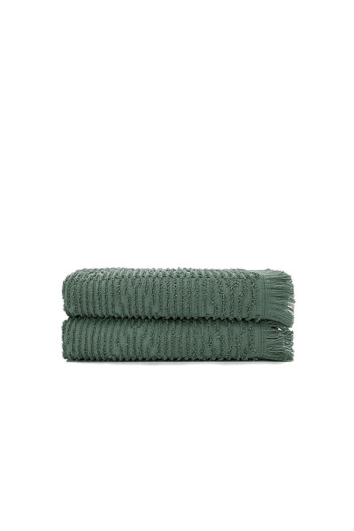 Anisa 2-Piece Hand and Face Towel 100% Cotton Terry Jacquard Green 50x90 Cm - 17