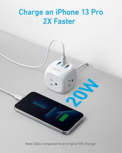 Anker 20W USB C Power Strip, 321 Power Strip с 3 розетками и USB C зарядкой для iPhone 15/15 Plus/15 Pro/15 Pro Max, удлинитель на 5 футов, зарядка с Power Delivery для общежитий, домашнего офиса - 3