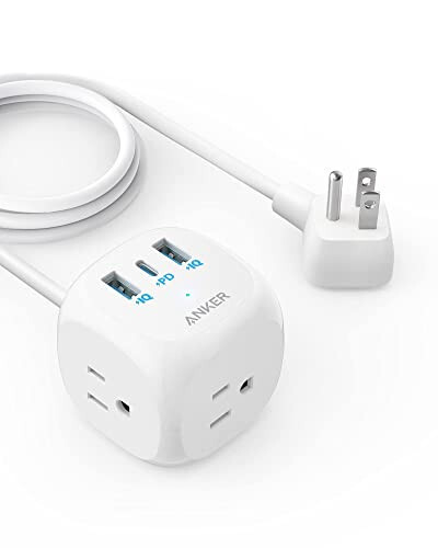 Anker 20W USB-C Priz Şeridi, 321 Priz Şeridi 3 Priz ve USB-C Şarjı ile iPhone 15/15 Plus/15 Pro/15 Pro Max için, 5 ft Uzatma Kablosu, Yurt Odaları, Ev Ofisi için Güç Dağıtım Şarjı - 1