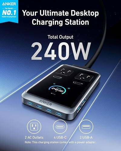 Anker Prime Charging Station, 240W Max 8-in-1 USB C Power Strip with Anker Prime 9,600mAh 65W Power Bank - 2